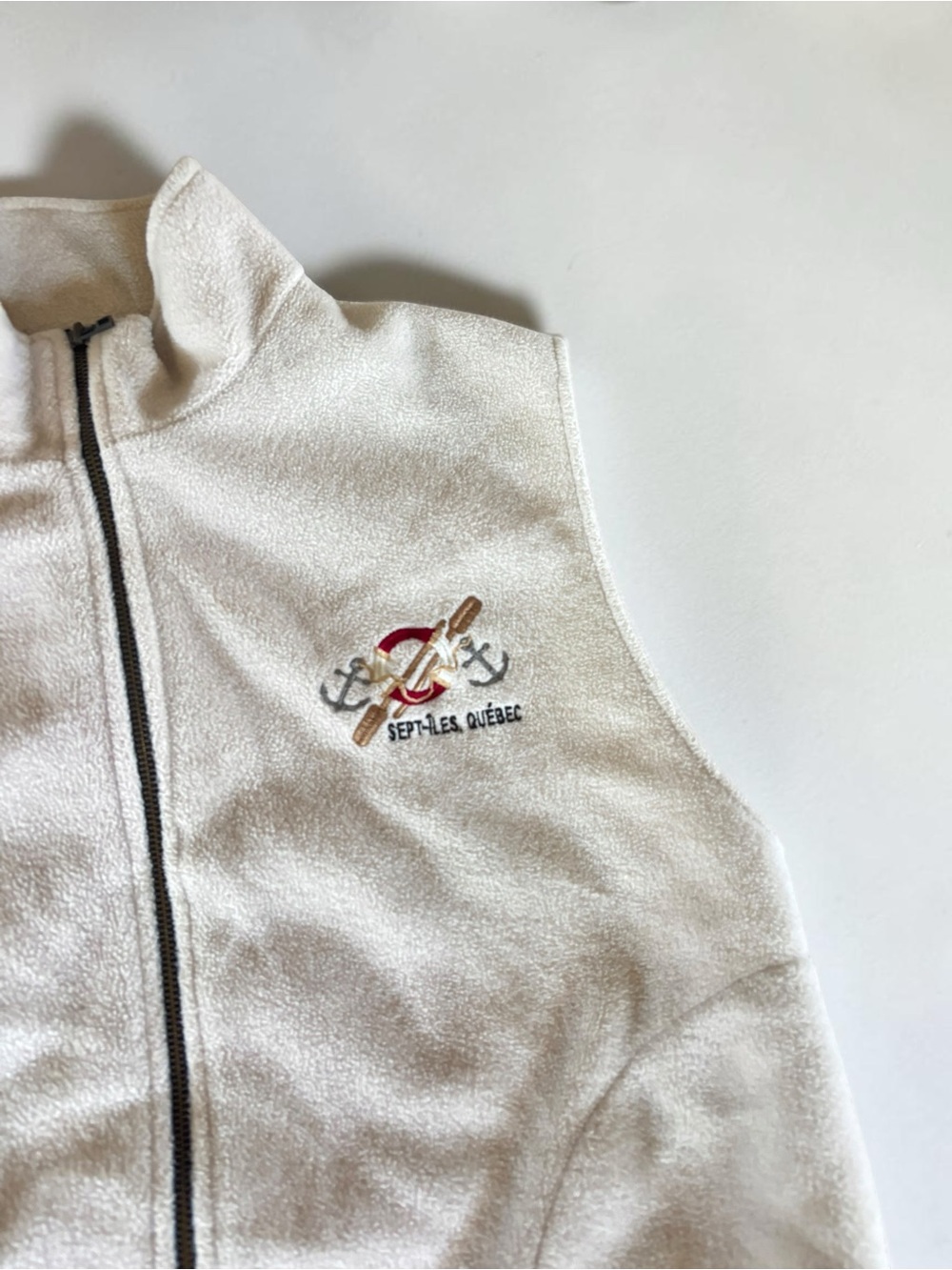 Arseno Made in Canada Fleece Vest Sept-Iles Quebec Nautical Embroidered Medium - Picture 2 of 5